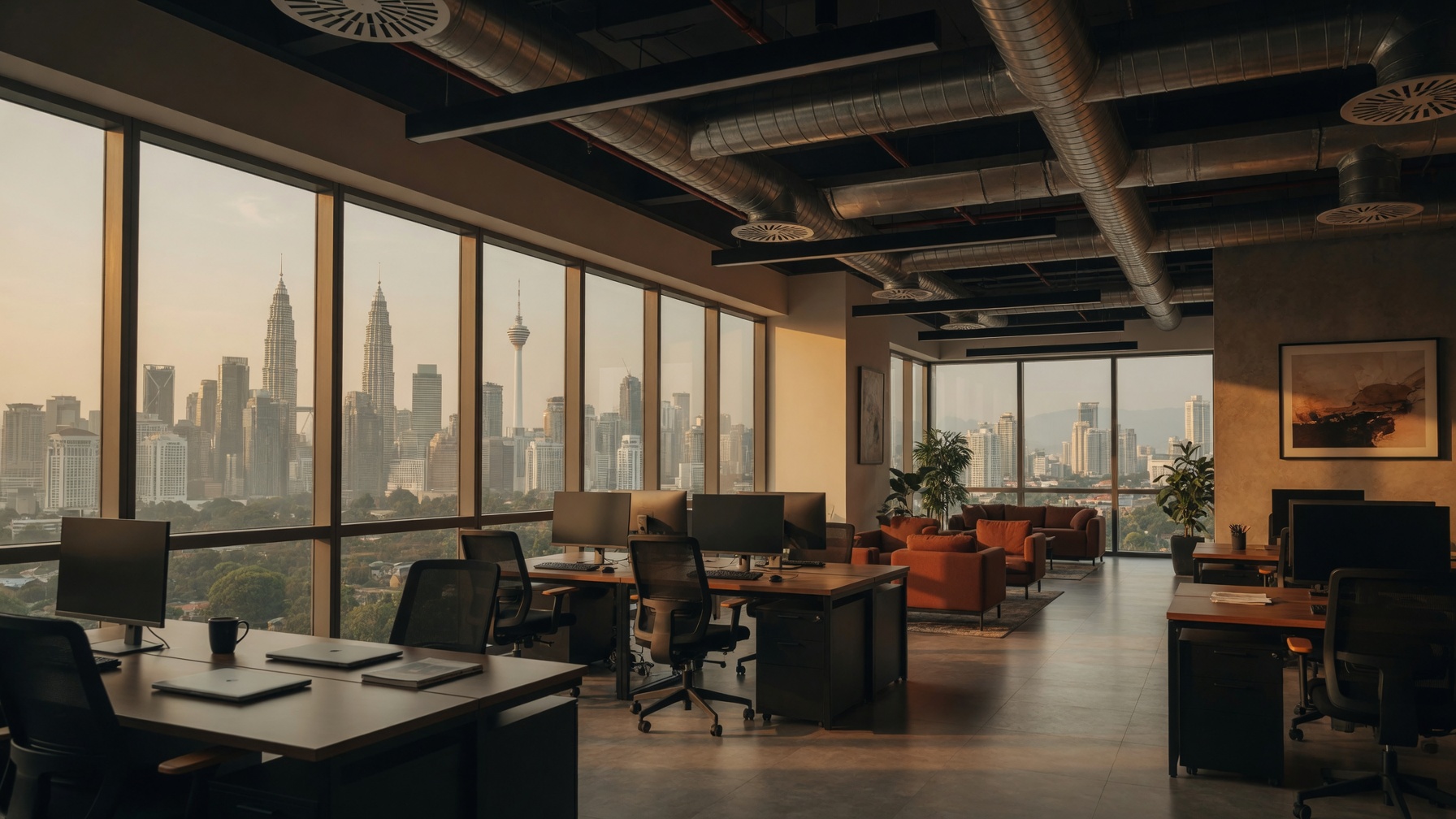 Modern office with KL skyline view